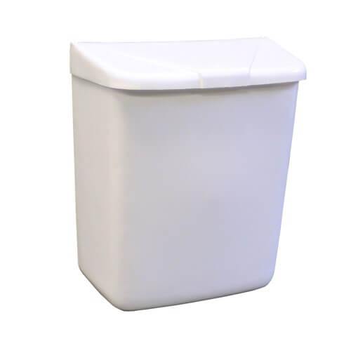 White Plastic Feminine Product Waste Receptacle