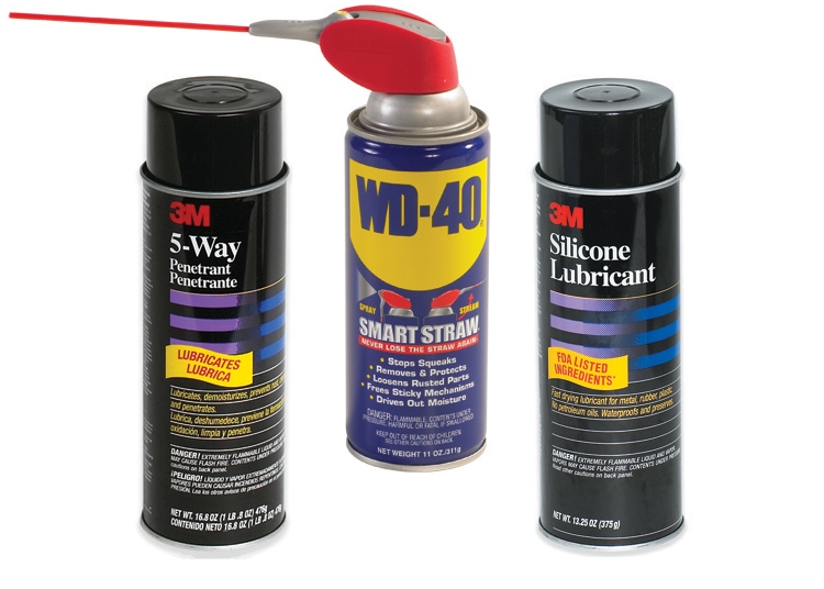 Rust-preventing lubrication products for winter: WD-40, 3M